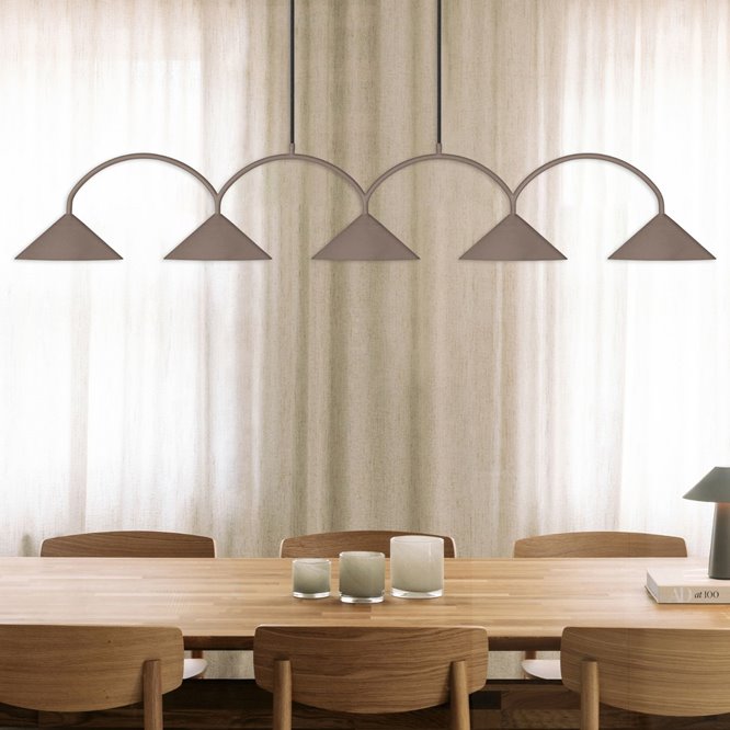 Nowoczesna lampa nad stół 5 kloszy mocca Curve
